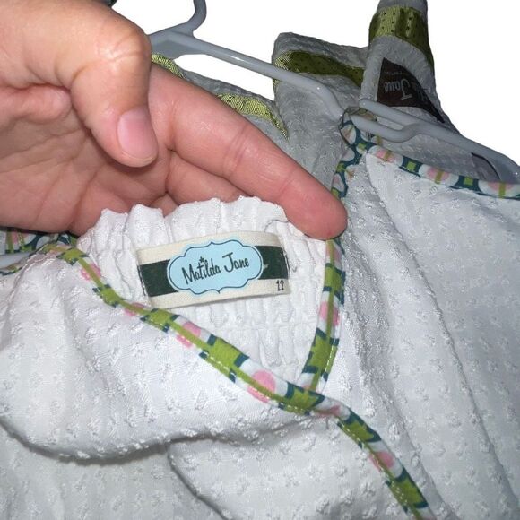 Matilda Jane White & Green Spaghetti Strap Sundress - Kids Size 12 - Picture 5 of 7